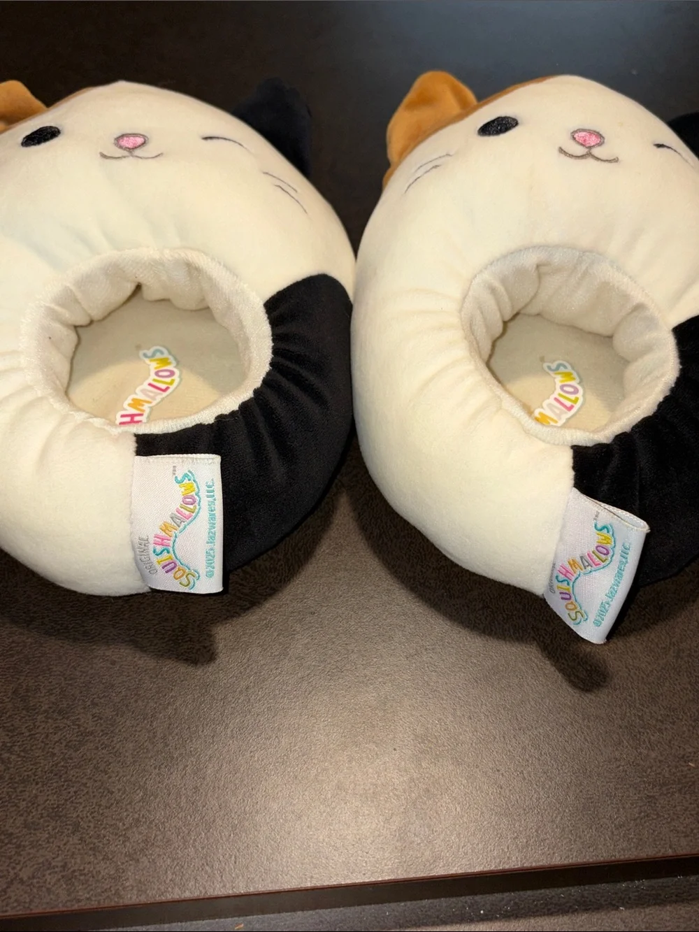 Squishmallows Kids Slippers - White, Black, Orange Calico Cat
